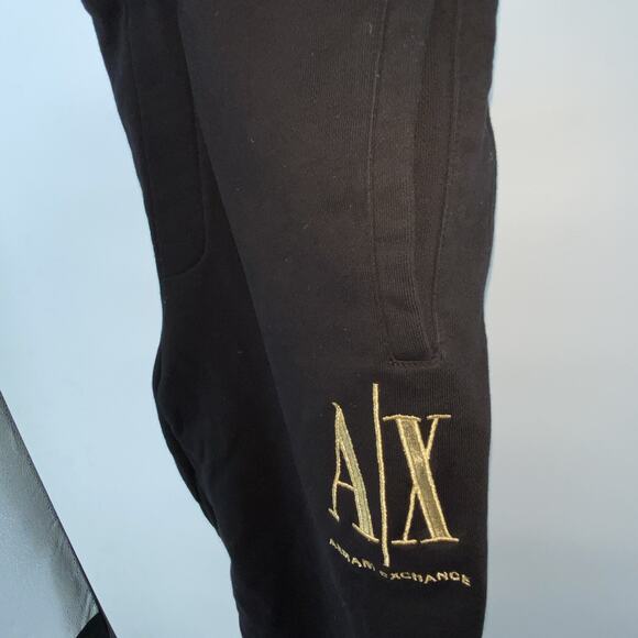 Armani Exchange Black Sweatpants With Gold Embroidered Logo SZ LARGE - Picture 9 of 15